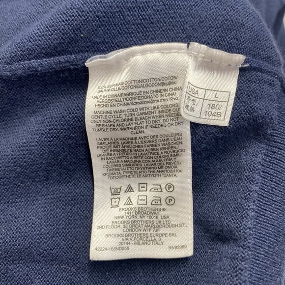 Brooks Brothers Supima Cotton 1/4 Zip Mock Neck Pullover Sweater Men Large Navy - Picture 8 of 13